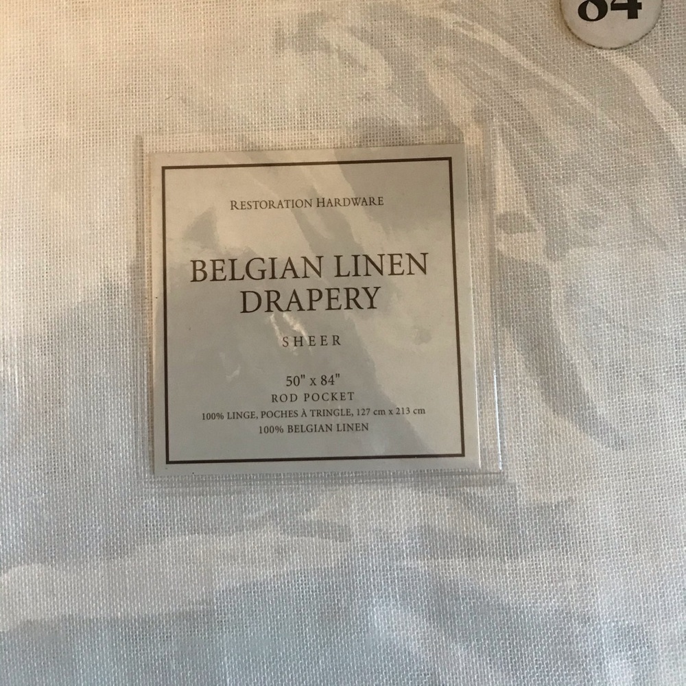 NWT Restoration Hardware Belgian Linen Drape 84